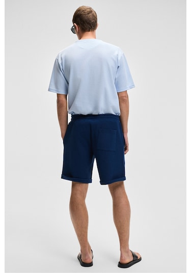 Grimelange YOURI Erkek Beli Lastikli Arka Tek Cepli Relaxed Fit Lacivert Şort