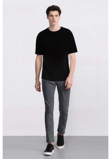 Defacto Pedro Slim Fit Dar Kalıp Normal Bel Dar Paça Jean Pantolon E7440ax25smnm55 Gri