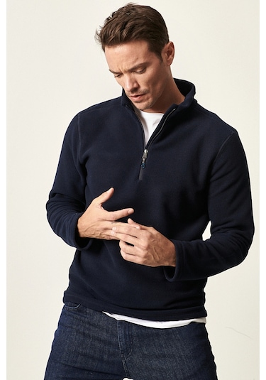 Erkek Lacı Anti-pilling Tüylenme Yapmayan Standart Fit Dik Yaka Polar Sweatshirt Lacı