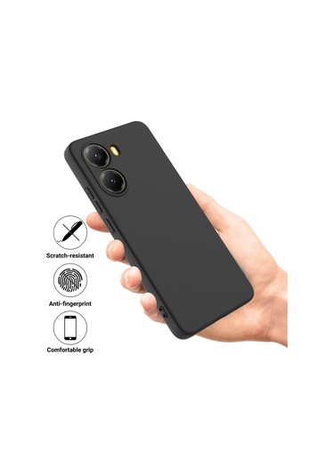 Xiaomi Poco X7 Pro İçin Düz Renk Sıvı Silikon Damlamaz Tam Kapsama Telefon Kılıfı Siyah