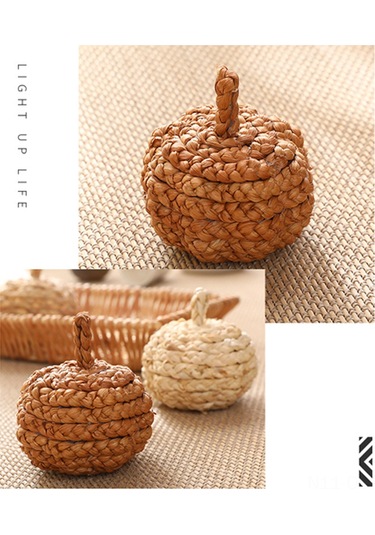 Qingmipy Hasır Örgü Balkabağı Dekoru İç Ve Dış Mekanlar İçin Şık Ve Dayanıklı Sonbahar Aksesuarı Kahve