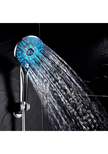 Led Dijital Ekran Duş Başlığı Banyo Tapware Üç Renkli Sıcaklık Kontrolü Duş Püskürtücü