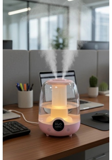 Glr K07 Pembe Çift Spreyli Ultrasonik Sessiz Hava Nemlendirici Ve Gece Lambası 3l Kapasite