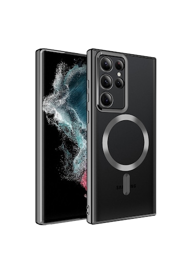 Kilifone - Samsung Uyumlu Galaxy S22 Ultra - Kılıf Kablosuz Şarj Destekli Setro Silikon Kapak - Siyah