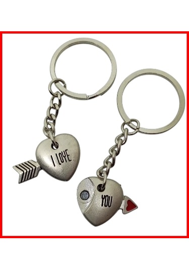 Evli Çift Anahtarlık Kalpler Mıknatıslı