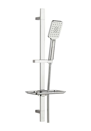 T-may Belen Kare Borulu Hareketli Sürgülü Duş Seti Üst Takımı Krom