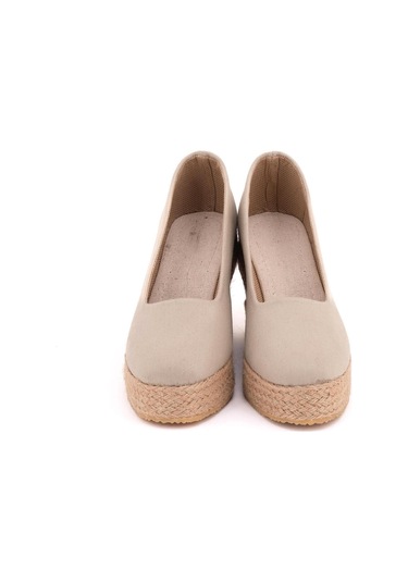 Bej Bej Platformlu Keten Dolgu Topuk Pl1000-1011