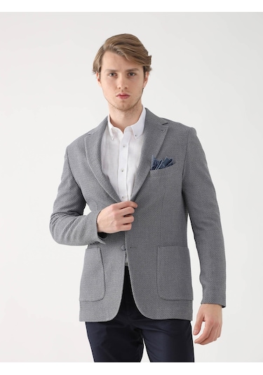 Dufy Gri Erkek Slim Fit Mono Yaka Ceket - 95384 Gri