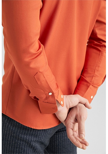 D's Damat Erkek Gömlek Slim Fit Turuncu Renk 6EF02ORT00288 Turuncu