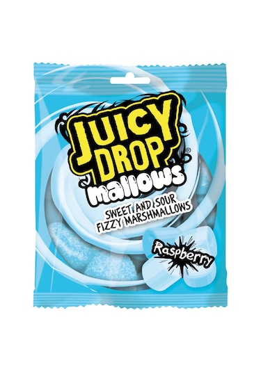 Juicy Drop Mallows Raspberry Sweet And Sour Fizzy Marshmallows 100g