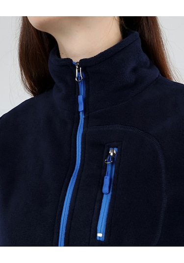 Genius Store Yarım Fermuarlı Outdoor Cepli Spor Kadın Polar Lacivert