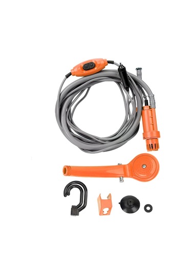 Turuncu Dc 12v Evrensel Araba Yıkama Taşınabilir Araba Duş Temizleme Aracı Açık Kamp Seyahat Duş Araba Yıkama Çakmak İle