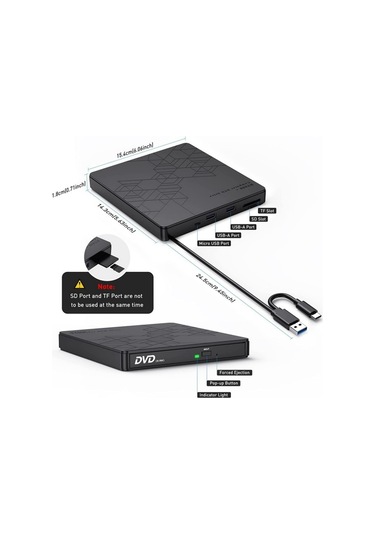 Sones Bt668 Okunabilir Tf / Sd Kart Usb Çok İşlevli Cd Disk Oynatıcı Harici Optik Sürücü Dvd Yazıcı