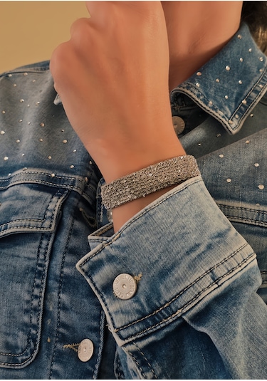 Kordon Çelik Zincir Örme 8 Sıralı El Yapımı Silver Renk Bohem Bileklik Gümüş
