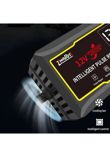 Xuweiwei Jınnuoyı 12v Akü Şarj Cihazı Siyah Eu Fişi Geliştirilmiş Büyük Dijital Ekran Darbe Onarım Bakım Çoklu Koruma Araba Motosiklet Karavan