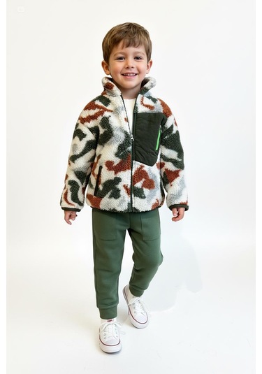 Fermuarlı Polar 3lü Takım Haki