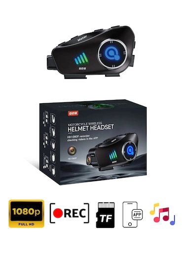 Q28 Motosiklet Kask Bluetooth Kulaklık 1080p Kamera Interkom Kula