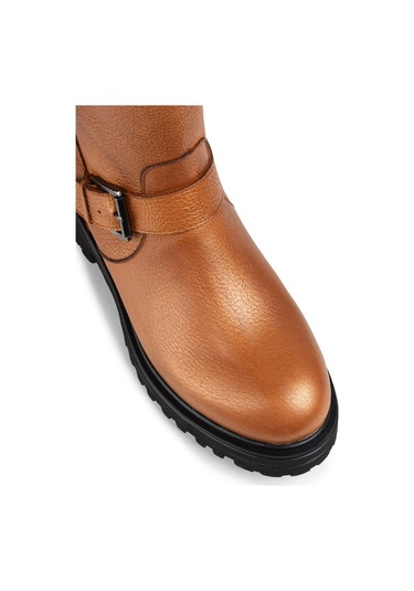 Deery Hakiki Deri Bronz Rengi Kadın Bot Bronz Kahverengi