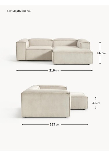 Most Mollis Plus Sağ Köşe 2 Modül 01 Fitilli Kırık Beyaz Kadife K