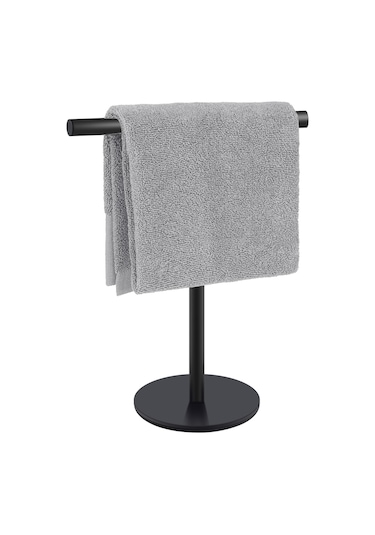 Teltree Sus304 Paslanmaz Çelik Mat Siyah 4 Kanca T Tipi Havlu Rakası - Dürtme Yok Kurulum, Evde Ve Mutfakta Kullanıma Uygun, Düşük Kayma Temel Siyah