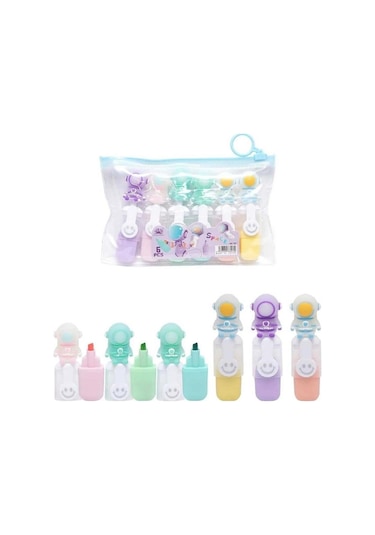 Astronot 6 Lı Fosforlu Kalem Çok Renkli