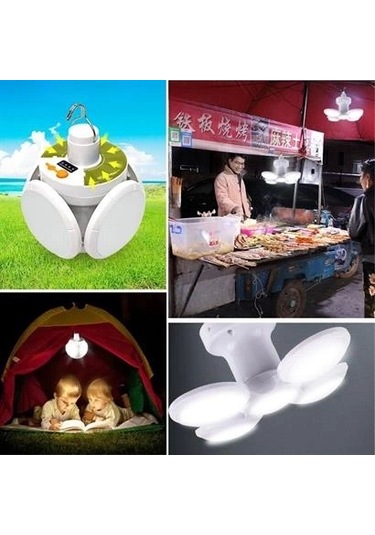 5 Led'li 3 Farklı Işık Modlu Açılıp Kapanabilir Led Kanatlı Güneş Enerjili Solar Aydınlatma Asılabilir Kamp Feneri