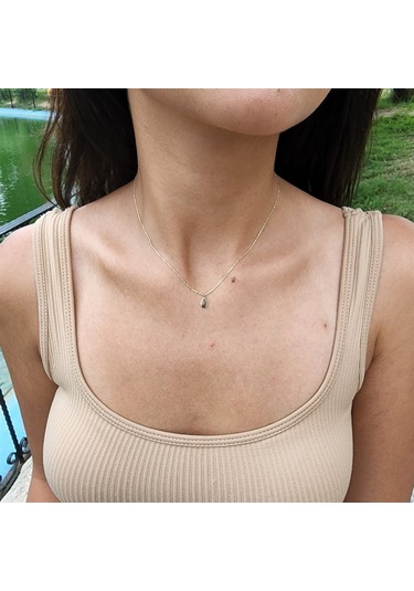 Su Damlası Sade Taşsız Tasarım Modern Tarz 14 Ayar Altın Kolye-gündelik Spor Tarz Altın Kolye