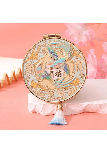 Suntek Seyahat Makyaj Aynası Yuvarlak Yaratıcı Kozmetik Çanta Mavi