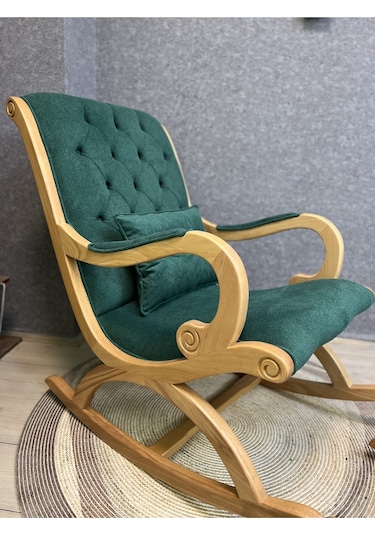 Asedia Rustik Naturel Natura Yeşil Sallanan Sandalye Dinlenme Koltuğu
