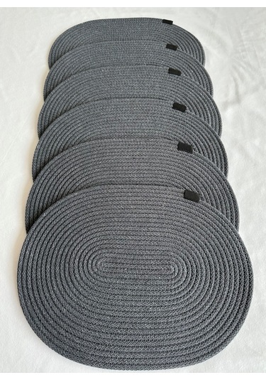 Jüt Amerikan Servis Sofra Altlığı, Masa Dekoru Supla Oval 30x40 6lı Antrasit