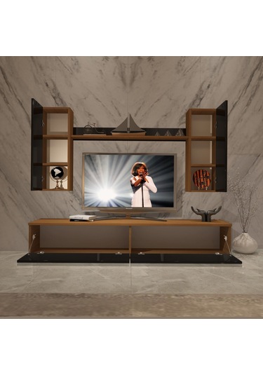 Decoraktiv Eko 7 Slm Std Tv Ünitesi Tv Sehpası Ceviz - Siyah