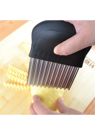 Pazly Cbtx Patates Kızartması Kesim Güçlü Paslanmaz Çelik Testere Bıçağı Tırtıklı Kesici Meyve Ve Sebze Araçları Dalga Bıçağı Mutfak Ekipmanları Aksesuarları Siyah Siyah