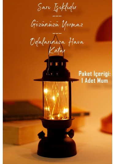 Led Mum Kamp Lambası 1 Adet - Tipi Pil Dahil Dumansız Alev Ledli Dekoratif Mum Dekor Işığı Siyah Pt437 Siyah