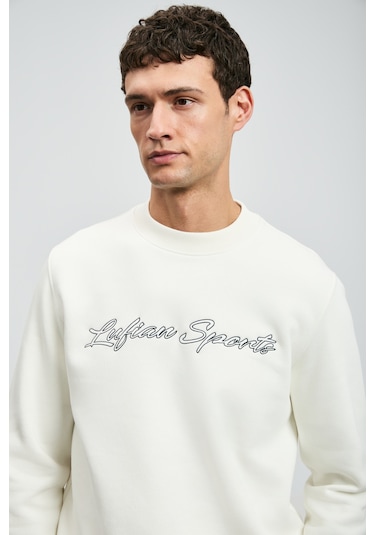 Lufian Loved Erkek Sweatshirt Kırık Beyaz Kırık Beyaz 112030170100510 Beyaz