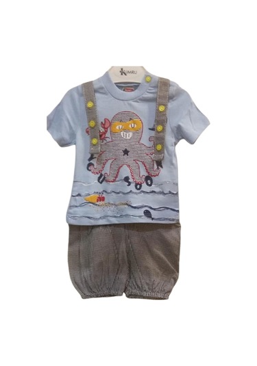 Cebeciticaret Erkek Çocuk Keten Slopet Ikili Takım Mavi