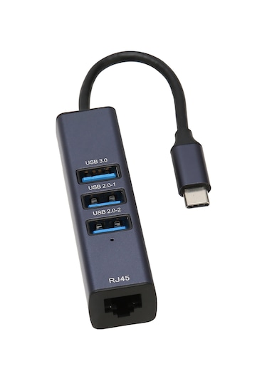 Springsun Usb-c 4-in-1 Hub: Gigabit Ethernet 1000/100mbps + 3 Usb 3.0 Port, 5gbps Veri Transferi, Alüminyum Kasa, Macbook/chromebook Uyumlu 809c