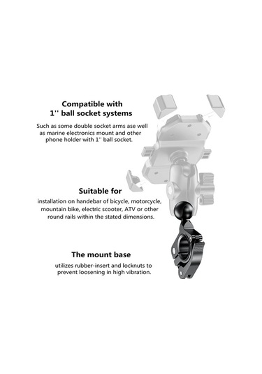 Motosiklet Bisiklet Cep Telefonu Tutucu Sabit Taban 17mm Bilyalı Başlık Siyah