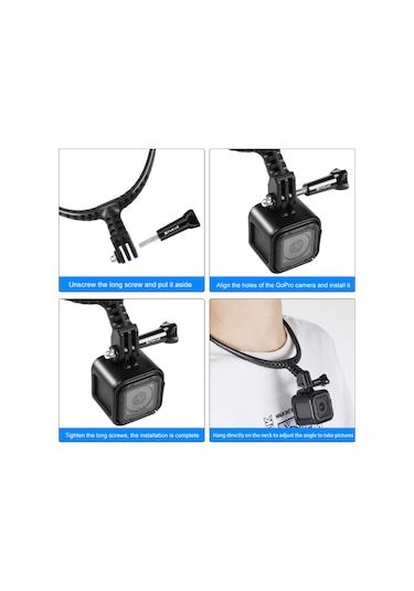 Gopro Aksiyon Kameraları İçin Puluz Tembel Ayarlanabilir Boyun Braketi Siyah