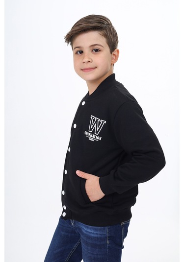 Toontoy Erkek Çocuk Okul Nakışlı Hırka Siyah