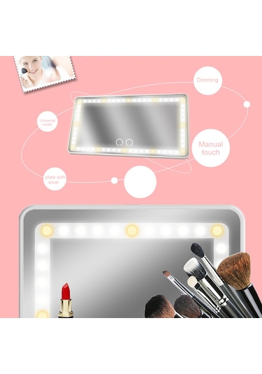 Vkemall Led Işıklı Araba Makyaj Aynası Yardımcı Pilot Güneşlik Makyaj Işığı Aynası Üç Re