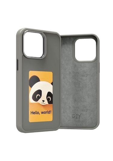 İphone Uyumlu 16 İçin E-mürekkep Ekran Nfc Dıy Telefon Kılıfı Açık Gri