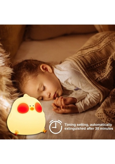 Prestigegoods Neoglint Sevimli Tavuk Gece Lambası Silikon Civciv Yatak Başucu Bebek Lambası Rg Beyaz