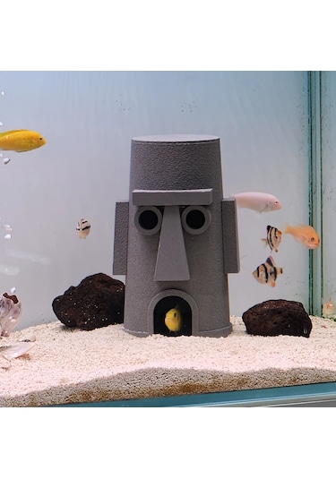 Squidward Balık Yuvası Akvaryum Aksesuarı Sünger Bob Temalı Bal