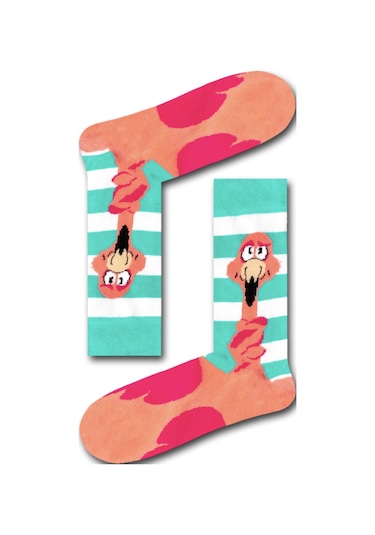 Bidigago Şaşkın Flamingo Desenli Unisex Çorap Renkli