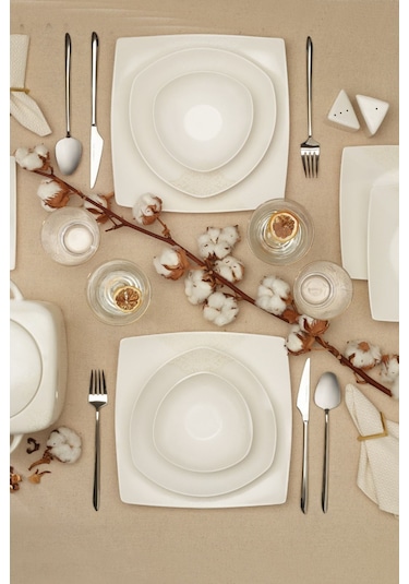 Karaca  Şila Porselen 60 Parça 12 Kişilik Yemek Takımı Cream