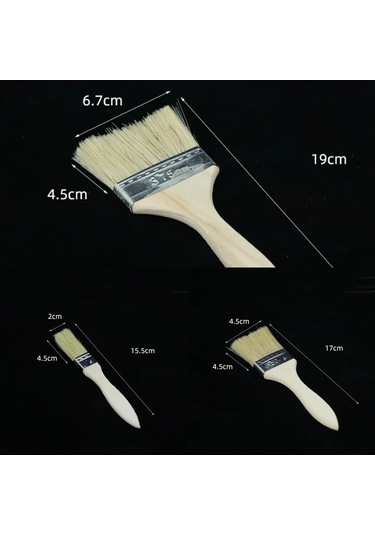 Moveevo Ahşap Saplı, Doğal Tüylü 3'lü Boya Fırçası Seti 20mm, 45mm, 67mm - Ev Tamiri, Yapı Projeleri Ve Sanat Çalışmaları İçin Dayanıklı Kullanim Çok Renkli