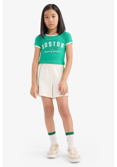 DeFacto Kız Çocuk 2'li Takım Fitilli Kaşkorse Baskılı Kısa Kollu Tişört Beli Lastikli Şort E4756A825HSGN227 Yeşil DeFacto Kız Çocuk 2'li Takım Fitilli Kaşkorse Baskılı Kısa Kollu Tişört Beli Lastikli Şort E4756A825HSGN227 Yeşil