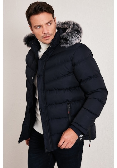 Buratti Slim Fit Suni Kürklü Peluş Astarlı Çıkarılabilir Kapüşonlu Şişme Erkek Mont 5761080 B Lacivert Buratti Slim Fit Suni Kürklü Peluş Astarlı Çıkarılabilir Kapüşonlu Şişme Erkek Mont 5761080 B Lacivert