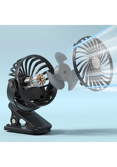 Mini Taşınabilir Usb Şarj Edilebilir Döndürülebilir Klipsli Masa Vantilatörü Mavi