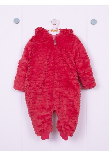 Kidaxi Sevimli Ayıcık Bebek Kırmızı Tulum 3-6/6-9/9-12/18-24 Ay Kırmızı